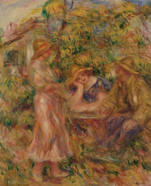 Pierre Auguste Renoir Three Figures in Landscape